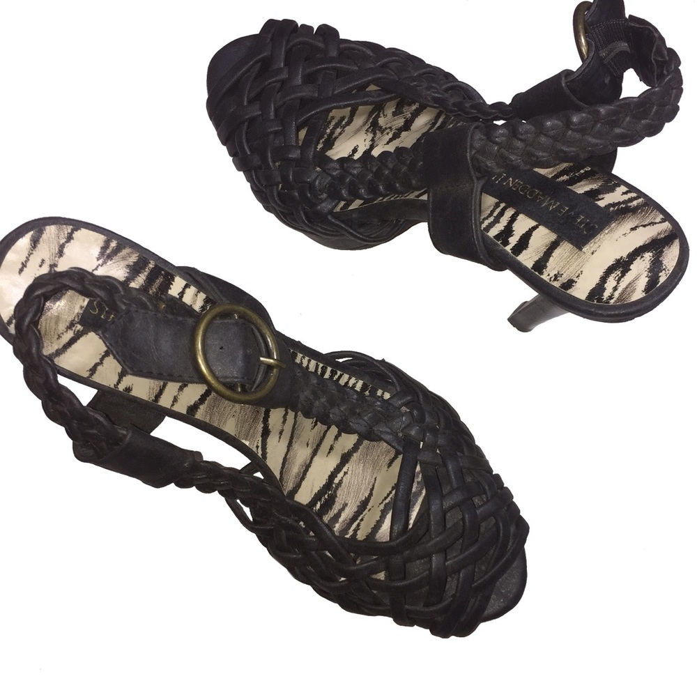 Steve Madden Luxe Black Strappy Heels Size 6.5